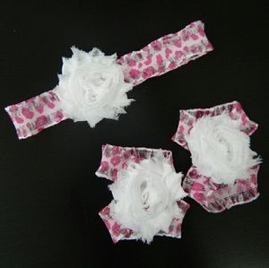 Hot Pink Cheetah Headband & Barefoot Sandals Set