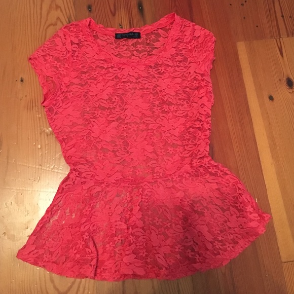 Spoiled peplum lace shirt size small