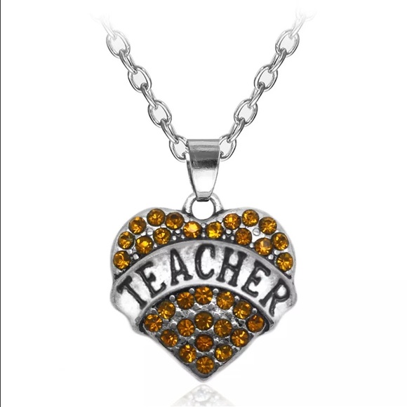 Teacher Orange Rhinestone Necklace
