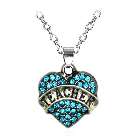 Teacher Teal Rhinestone Necklace