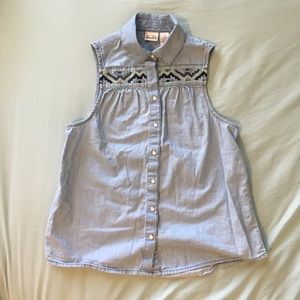 Light Denim Button Down Tank Top