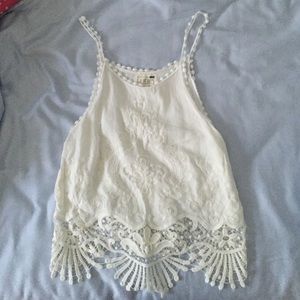 LA Hearts white embroidered boho tank
