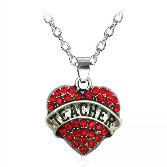 Teacher Red Rhinestone Necklace