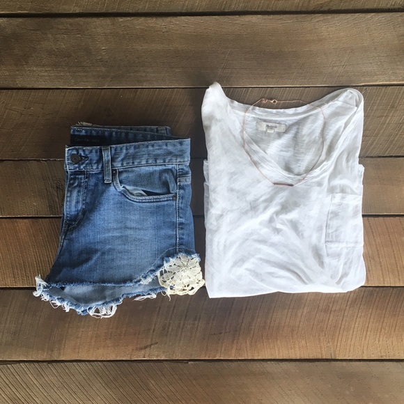 Calvin Klein High-Waisted Distressed Lace Shorts - Picture 1 of 4