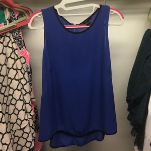 Blue and black lined blouse
