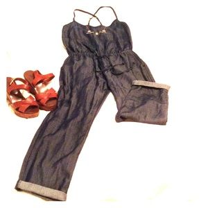 Gap Chambray Cross Back Jumpsuit