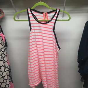 Neon pink striped tank top