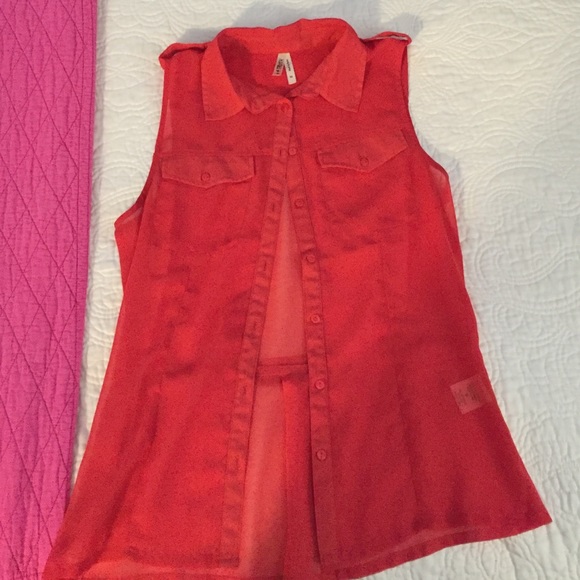 Red sheer tank