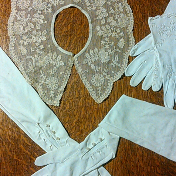 Vintage collar long gloves n shirt gloves