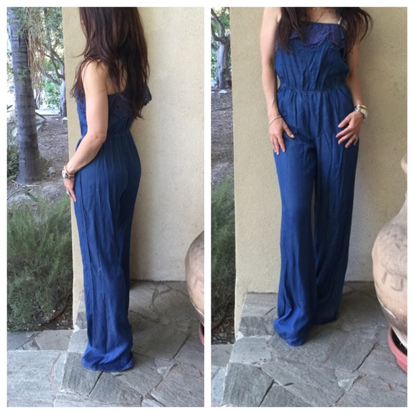 Chic wide leg chambray jumpsuit SALE LIMITED SIZES - Picture 3 of 3