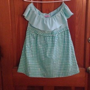 Lily Pulitzer strapless dress Size L- blue/green