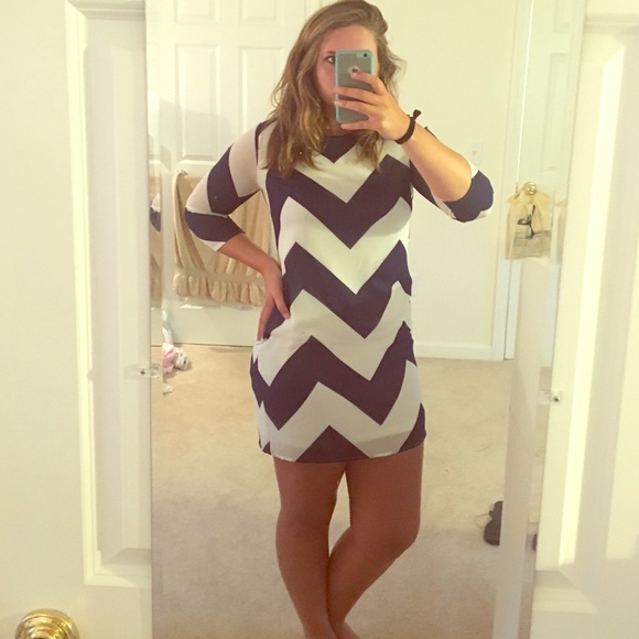 Charming Charlie blue and white dress