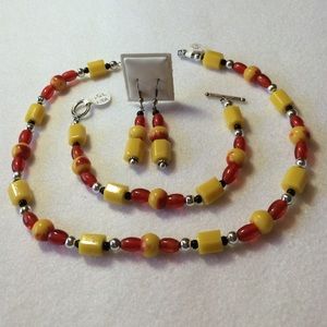 FINAL SALE PRICE Handmade OOAK 3 Pc. Glass & SP Beaded Jewelry Set