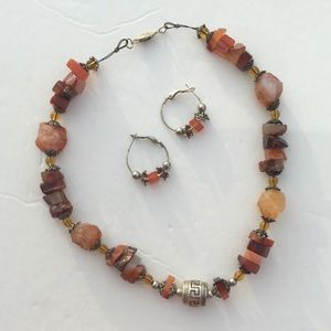 Handmade Orange Turquoise Stone Jewelry Set