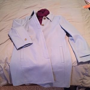 Long Dusty Blue Wool Coat, L