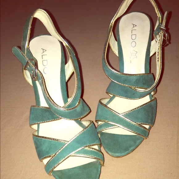 Aldo Green and Gold Heels