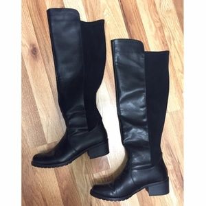 Knee high leather black boots