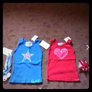 NWT 2 Baby Girl Outfits with Hair Accessories!