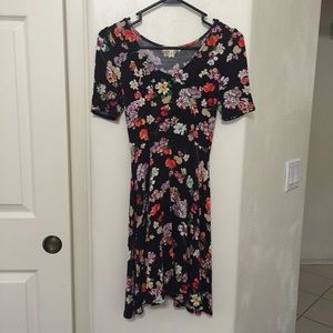 Black floral skater dress (jersey)