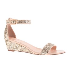 J.Crew Lillian Gold Glitter Low Wedge