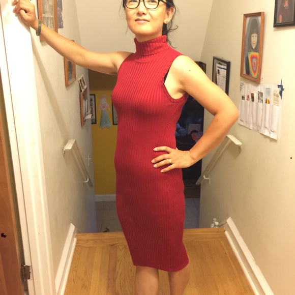Silk cable knit dress