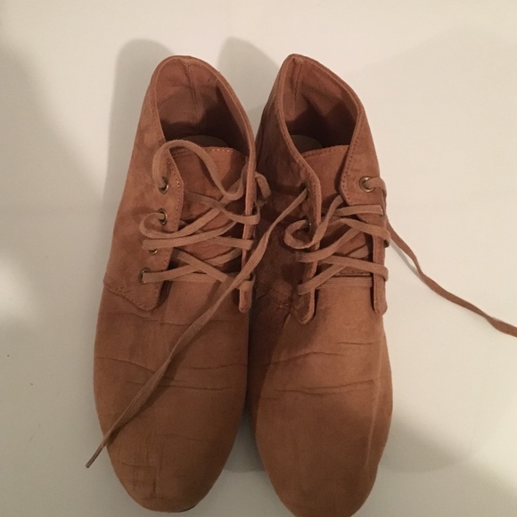 Tan Lace Up Suede Booties