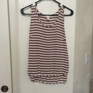 High-low Brown and White Tank Top
