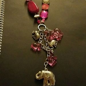 Pink elephant necklace