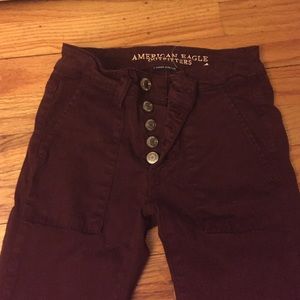 Burgundy Super Stretch Jeggings in AEO Sateen