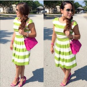 Green and white dress