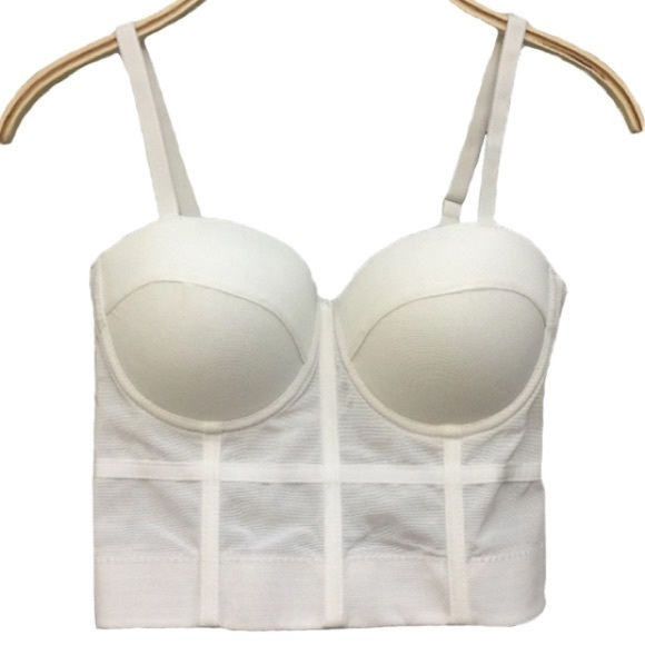 White bustier crop top