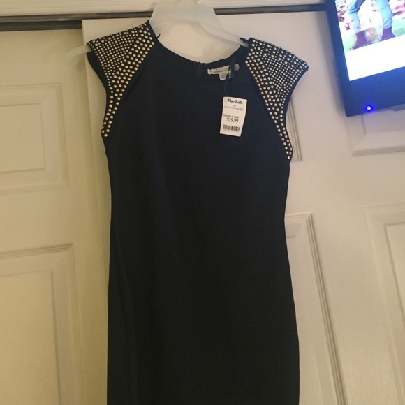 San souei black dress with gold studding