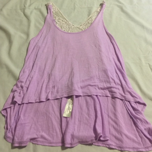 purple laced cotton tank