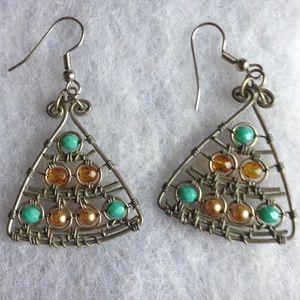 Fun turquoise, Amber and pearl earrings!
