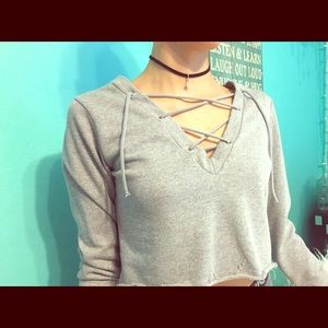 MISSGUIDED criss cross cropped sweater