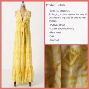 Anthropologie Lil Yellow Ikat Maxi dress