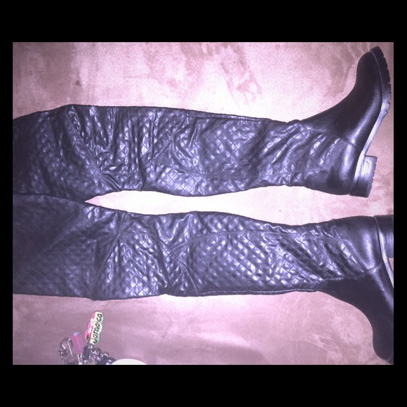 Black thigh high boots