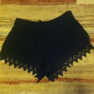 Black Lace-lined Shorts