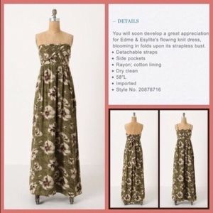 Anthropologie Cultuvates Strapless Maxi Dress