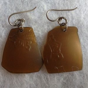 Brown sea glass earrings 🌊