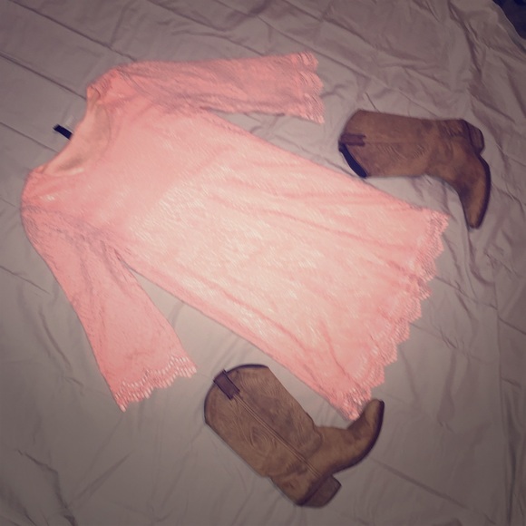 Pink Lace 3/4 sleeve Dress