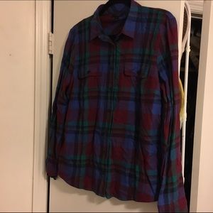 Jewel tone plaid flannel J.Crew shirt
