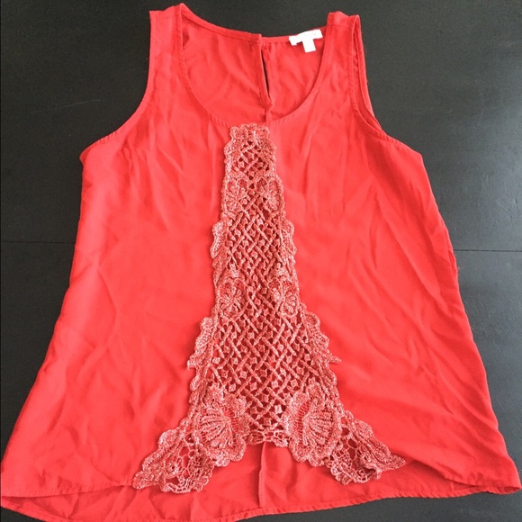Red chiffon tank top