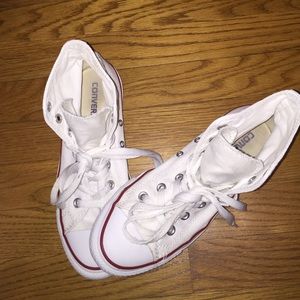 White Converse high tops