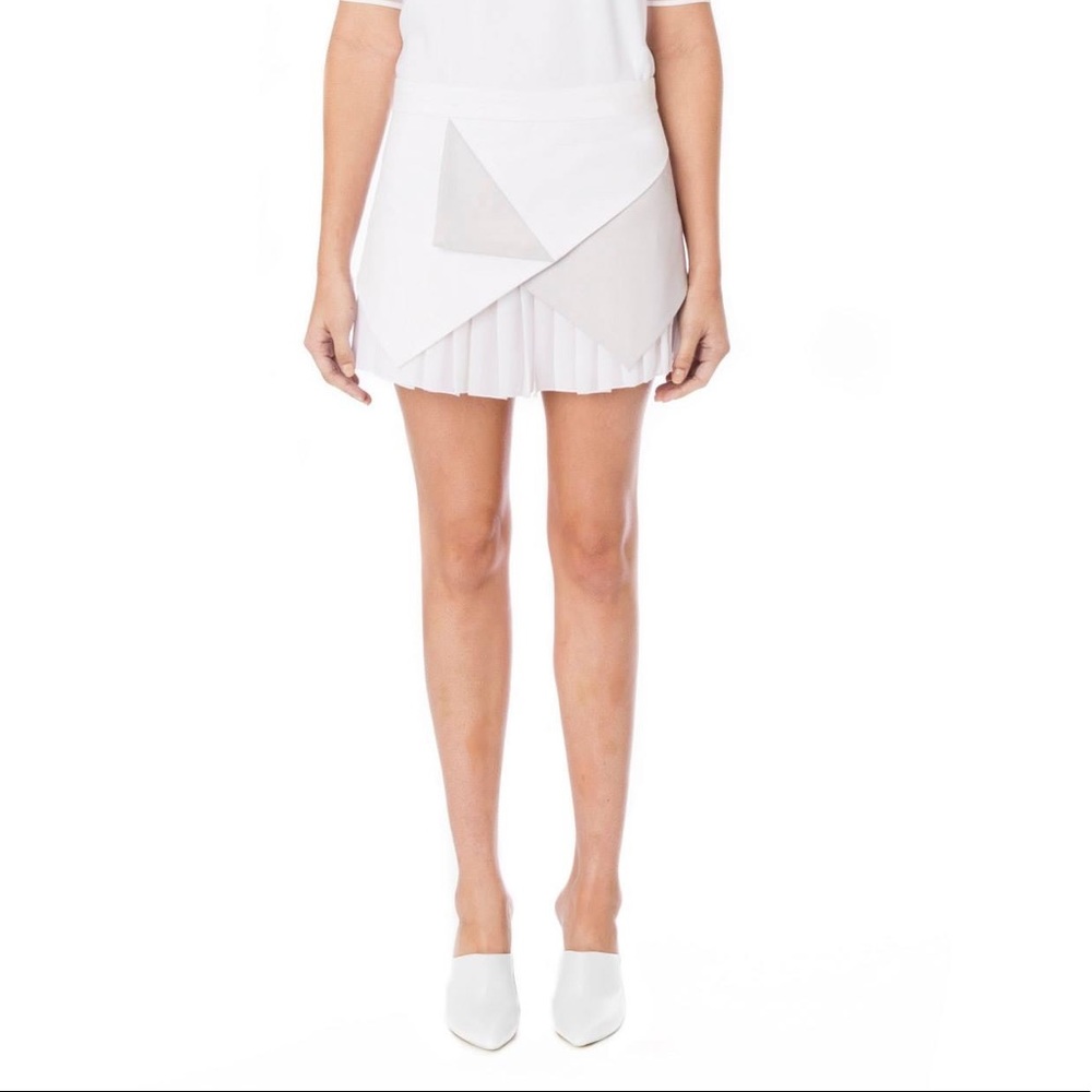 White & Metallic Silver Geometric Mini Skirt - Picture 3 of 4
