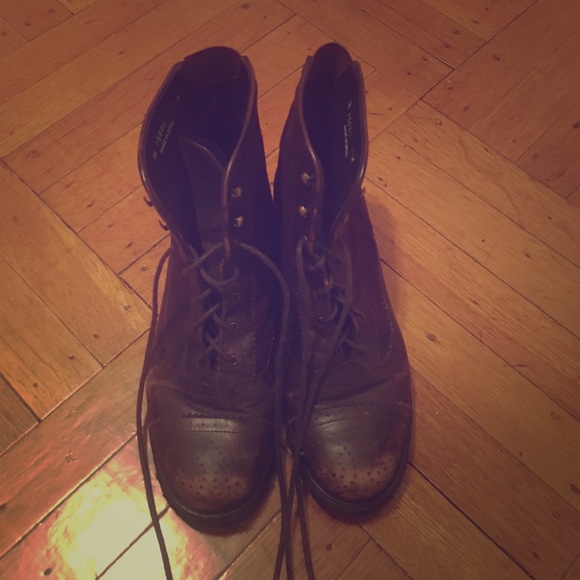 Brown leather and suede boots