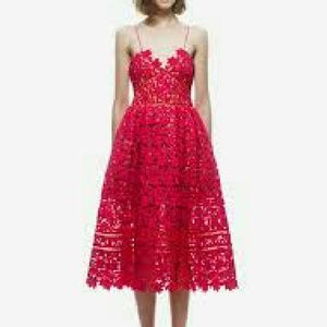 Reposhing red lace dress. Similar to self-portrait