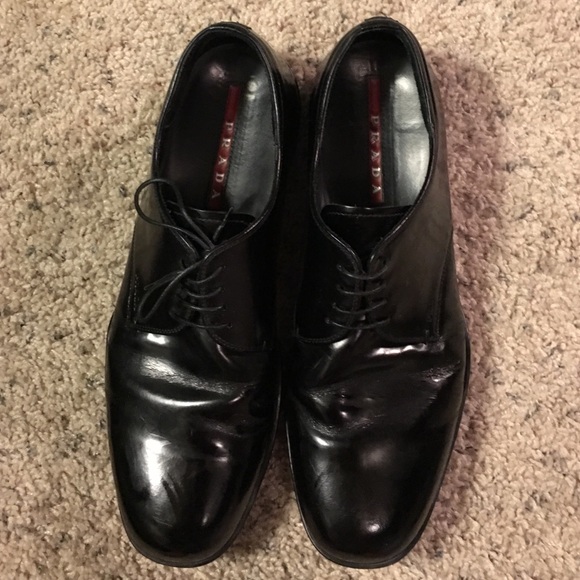 Prada patent leather sneaker bottom dress shoes