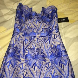 Royal blue flower print strapless dress brand new