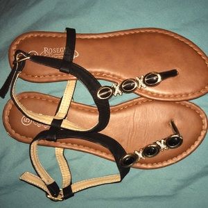 black & gold sandals